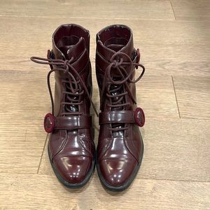 Charles & Keith PU leather wine brown boots women